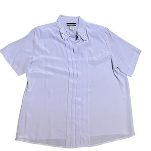 Vintage Lavender Lace Collar Blouse Sz 14 Grandma Core  Cottage Core